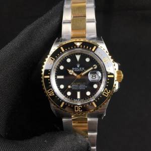 勞力士複刻手錶 勞力士單黃海使型 Rolex間金小鬼王SEA-DEWLLER 126603  gjs1709