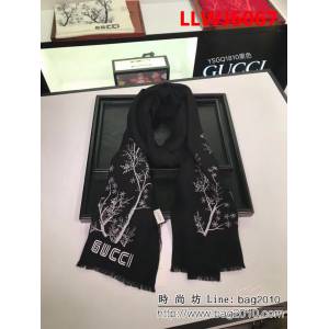 GUCCI古馳 樹枝花奔刺繡系列 2018秋冬時尚羊絨圍巾 YSGQ1810 LLWJ6067