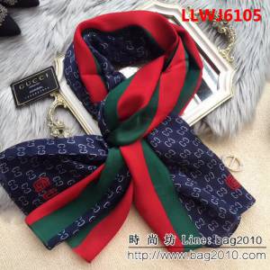 GUCCI古馳 經典真絲系列 經典元素條紋真絲圍巾 LLWJ6105