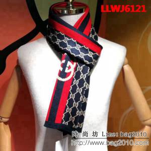 GUCCI古馳專櫃同步 2018男士冬季精品針織羊毛圍巾 男女同款 LLWJ6121