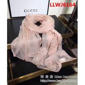 GUCCI古馳 專櫃爆款 名媛風格刺繡絲毛羊絨長圍巾 2505 LLWJ6164