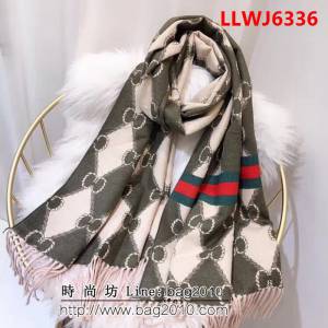 GUCCI古馳 冬季新款雙面雙色羊絨混紡圍巾 可做披肩 g016 LLWJ6336