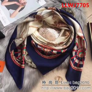 HERMES愛馬仕經典款 2018專櫃新品真絲緞面燙金大方巾 LLWJ7705