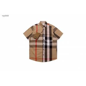 Burberry專櫃巴寶莉2023SS新款格子短袖襯衫 男女同款 tzy2636
