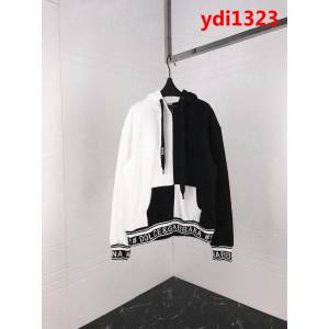 DＧ杜嘉班納 18AW 黑白拼接 字母立體刺繡 連帽衛衣 ins網紅款 ydi1323