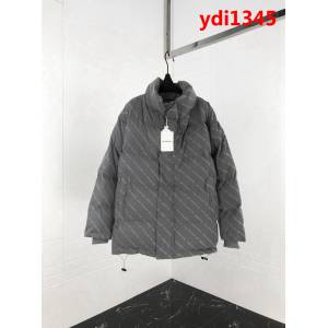 BALENCIAGA巴黎世家 18ss秋冬新款 灰色報紙滿Logo印花 大版棉服 情侶款 ydi1345