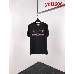 GUCCI古馳 19早春新款 漸變色logo印花 雙股絲光棉短袖 男女同款 ydi1606