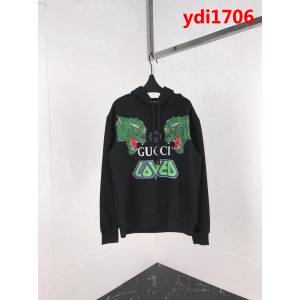 GUCCI古馳 18ss4秋冬新款 咆哮狼頭圖案 黑色 連帽衛衣 情侶款 ydi1706