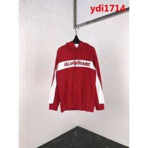 SUPREME 18ss秋冬新款 弧形撞色拼接刺繡字母 純棉連帽衛衣 男女同款 ydi1714
