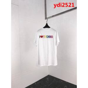 BALENCIAGA巴黎世家 19SS早春新款 背後彩色I Love Techno刺繡 白色短袖 男女同款 ydi2521
