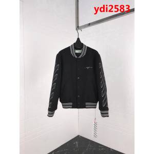 OW18FW 素描箭頭毛呢 羊毛呢面料 超級厚實 保暖夾克棒球服 開模訂制原版四合扣 修身版型 情侶款 ydi2583
