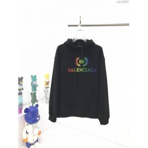 Balenciaga男裝 巴黎世家彩虹麥穗刺繡連帽衛衣 寬鬆版型純棉衛衣 男女同款  ydi3107