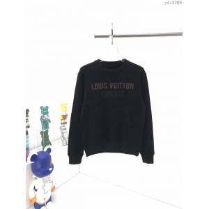 LV男裝 2020秋冬新款刺繡拼皮圓領衛衣 LV高版本男女同款  ydi3209