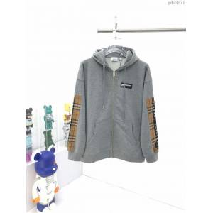 Burberry男裝 巴寶莉秋冬經典拼格紋棉質拉鏈帽衫 BBR拉鏈衛衣外套 男女同款  ydi3275